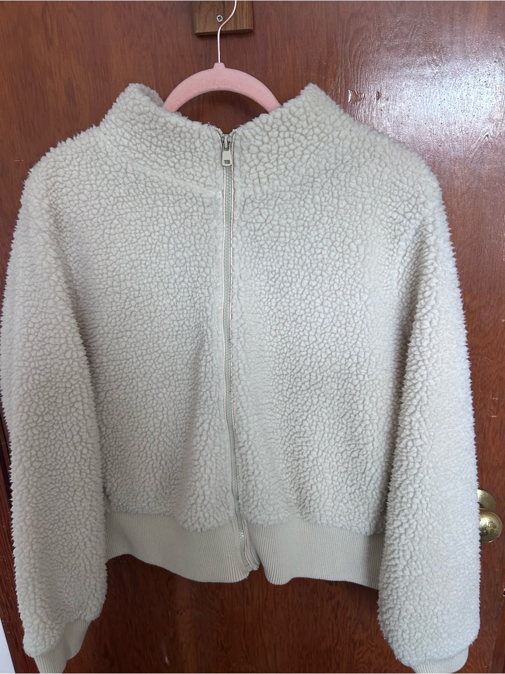 Suzy Shier Cream Teddy Sherpa Zip Jacket